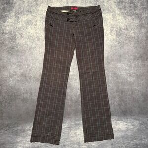 Y2K Plaid Low Rise Bootcut Pants Women's Size 7 Gray Blue Flair Trouser